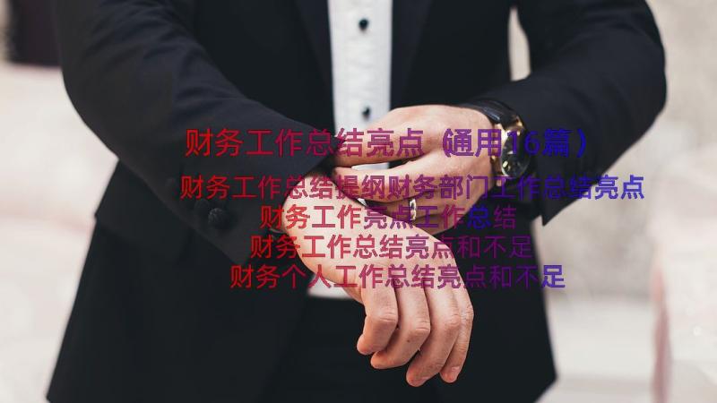 财务工作总结亮点（通用16篇）