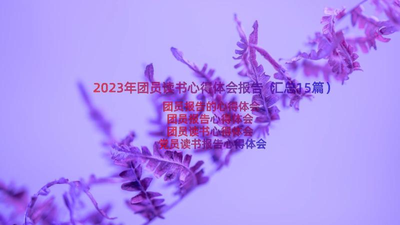 2023年团员读书心得体会报告（汇总15篇）