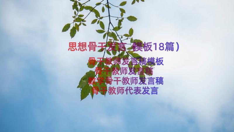 思想骨干发言（模板18篇）