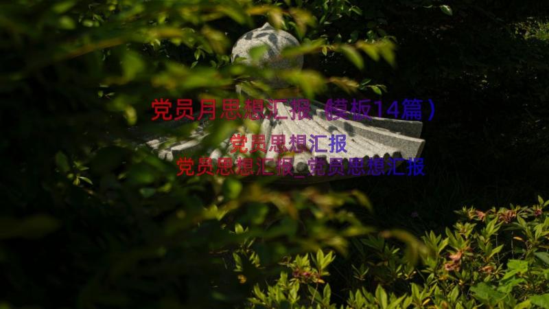 党员月思想汇报（模板14篇）