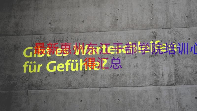 最新惠州东江干部学院培训心得（汇总21篇）