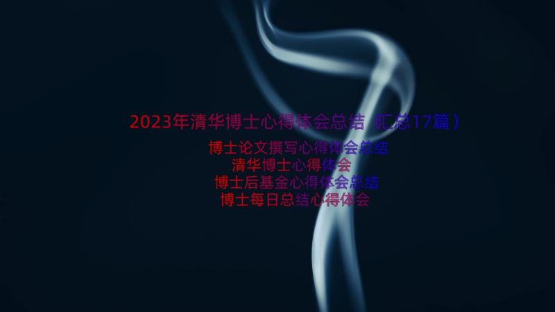 2023年清华博士心得体会总结（汇总17篇）