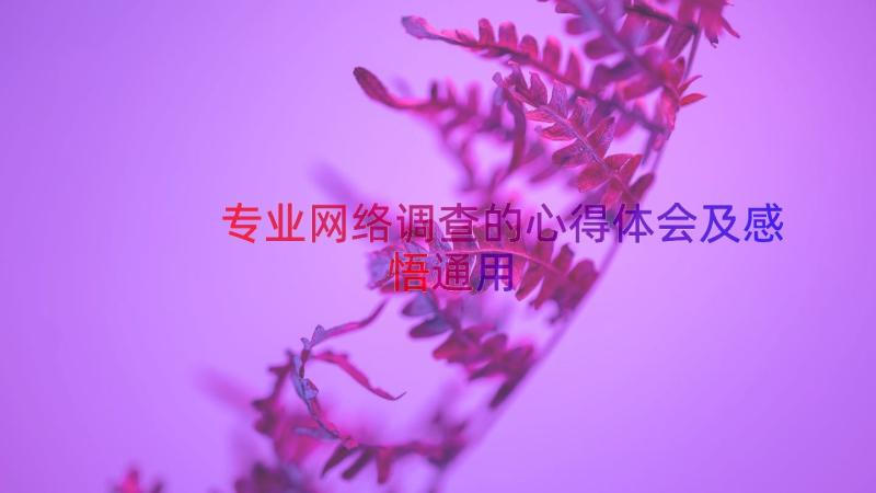 专业网络调查的心得体会及感悟（通用13篇）