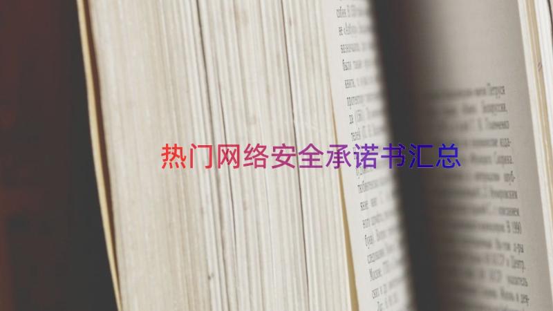 热门网络安全承诺书（汇总16篇）