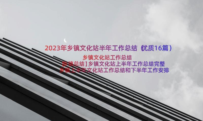 2023年乡镇文化站半年工作总结（优质16篇）