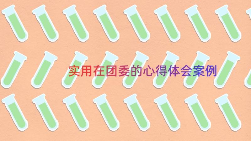 实用在团委的心得体会（案例14篇）