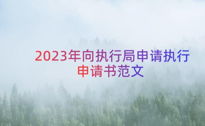 2023年向执行局申请执行申请书范文（18篇）