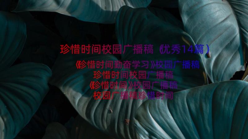 珍惜时间校园广播稿（优秀14篇）