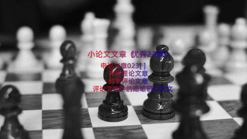 小论文文章（优秀23篇）