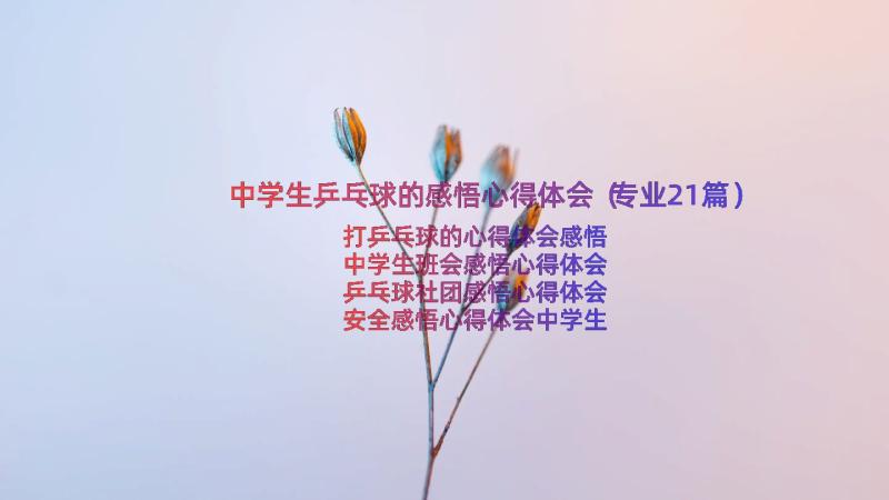 中学生乒乓球的感悟心得体会（专业21篇）