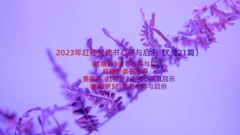 2023年红楼梦读书心得与启示（优秀21篇）