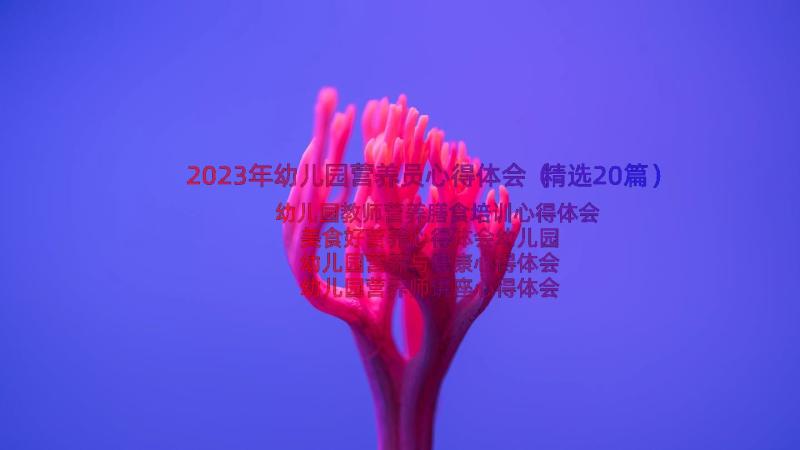 2023年幼儿园营养员心得体会（精选20篇）