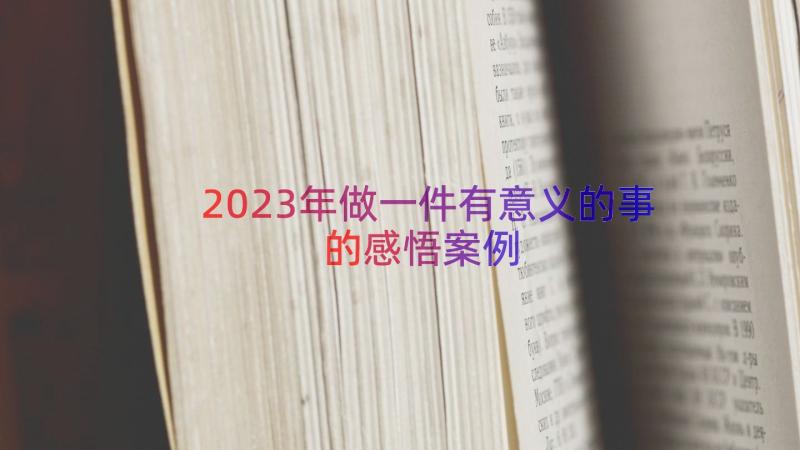 2023年做一件有意义的事的感悟（案例15篇）