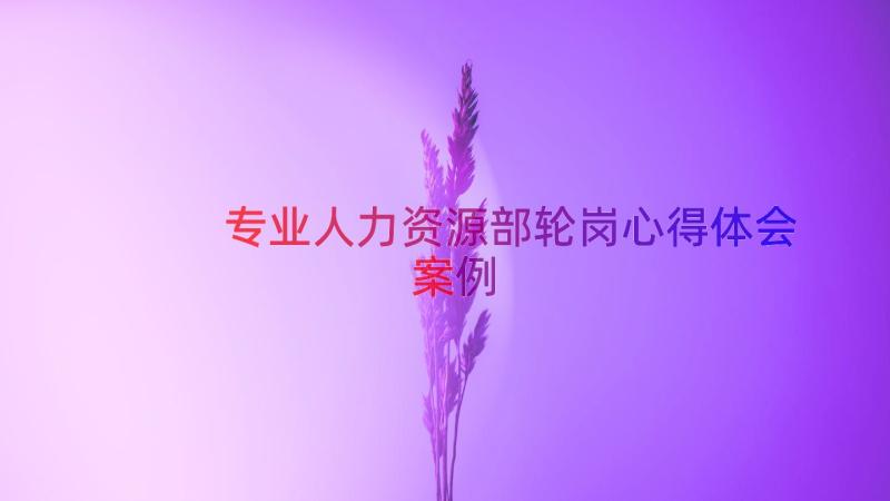 专业人力资源部轮岗心得体会（案例13篇）