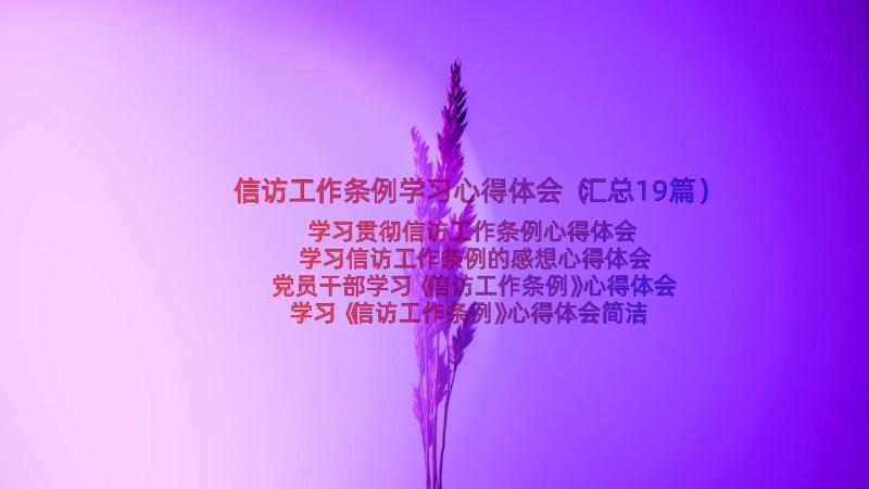 信访工作条例学习心得体会（汇总19篇）