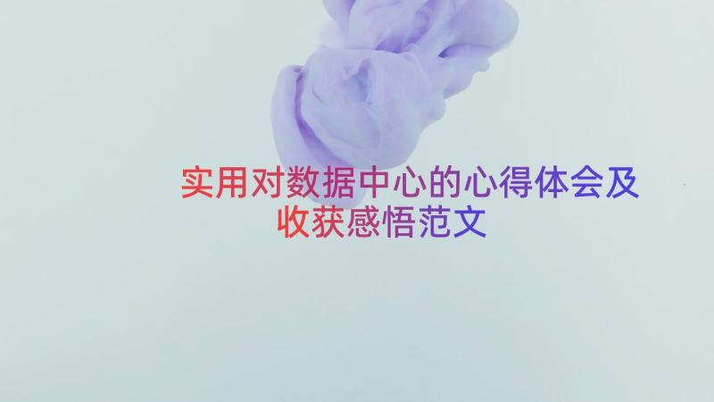 实用对数据中心的心得体会及收获感悟范文（18篇）