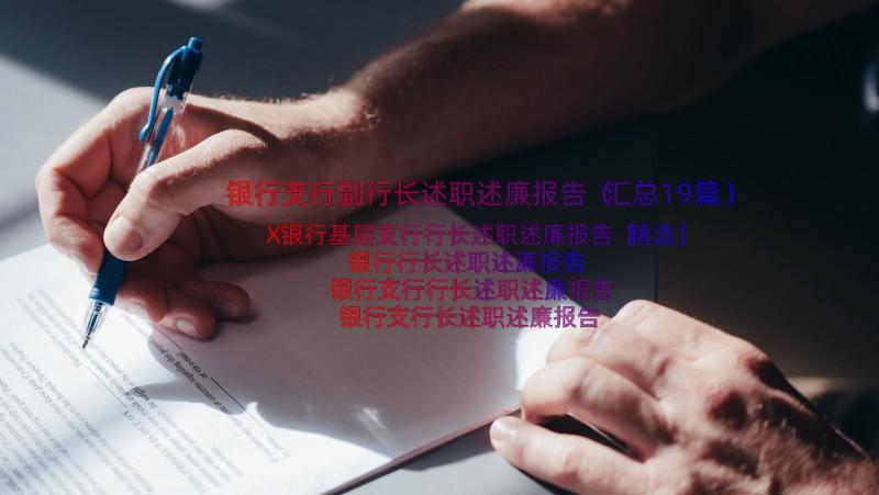 银行支行副行长述职述廉报告（汇总19篇）