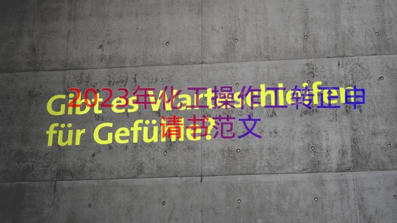 2023年化工操作工转正申请书范文（14篇）