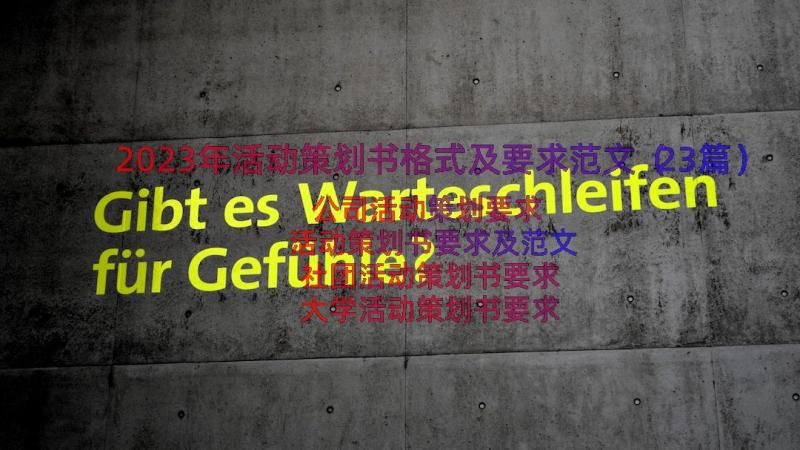 2023年活动策划书格式及要求范文（23篇）