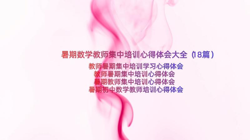 暑期数学教师集中培训心得体会大全（18篇）