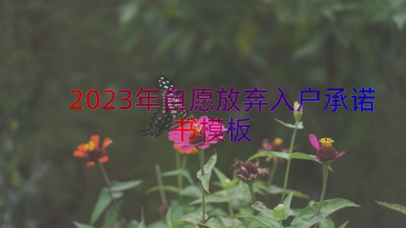 2023年自愿放弃入户承诺书（模板17篇）