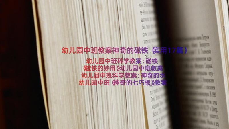 幼儿园中班教案神奇的磁铁（实用17篇）