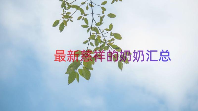 最新慈祥的奶奶（汇总18篇）