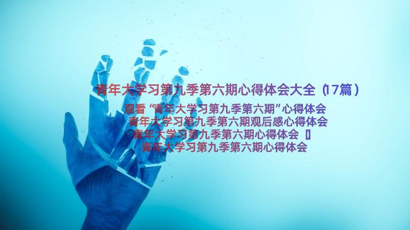 青年大学习第九季第六期心得体会大全（17篇）