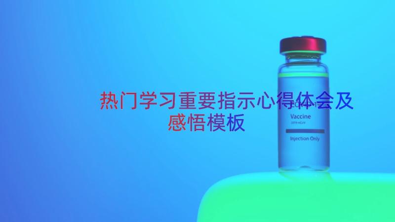 热门学习重要指示心得体会及感悟（模板18篇）