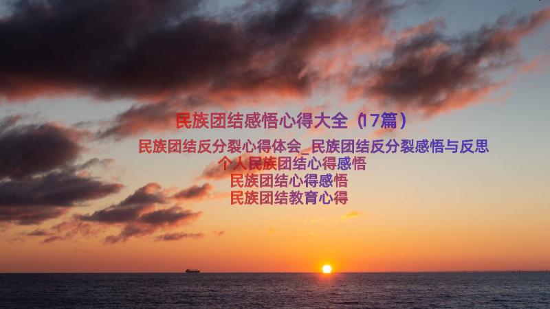 民族团结感悟心得大全（17篇）