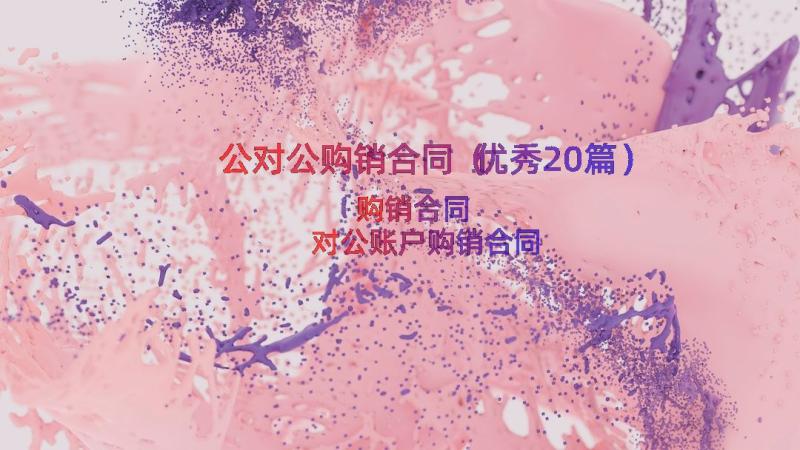 公对公购销合同（优秀20篇）