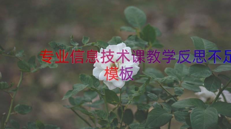 专业信息技术课教学反思不足（模板18篇）