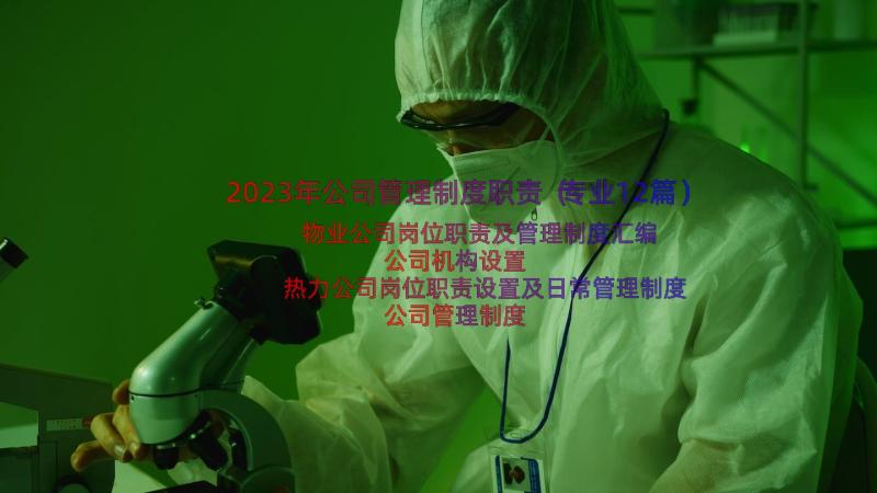 2023年公司管理制度职责（专业12篇）