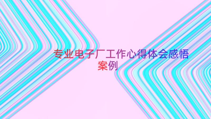 专业电子厂工作心得体会感悟（案例16篇）