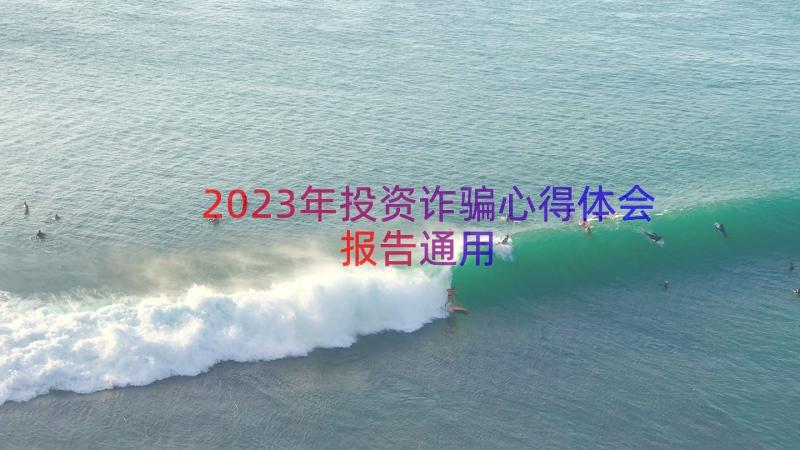 2023年投资诈骗心得体会报告（通用19篇）