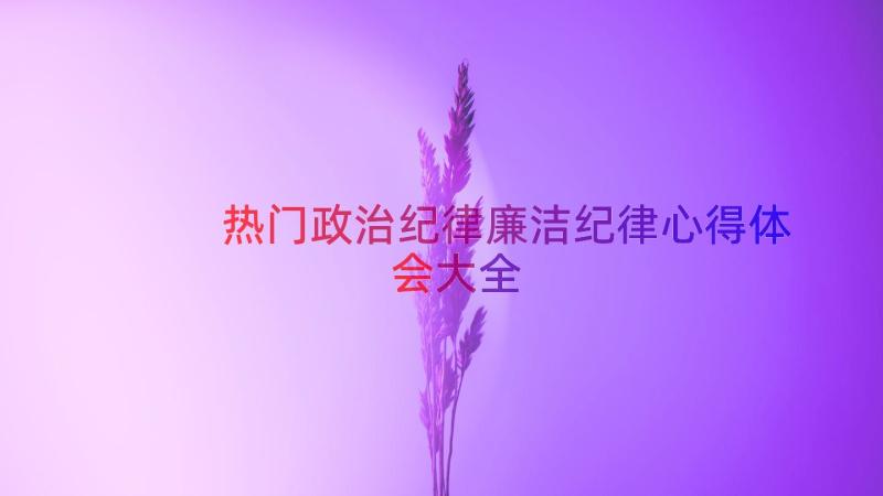 热门政治纪律廉洁纪律心得体会大全（17篇）