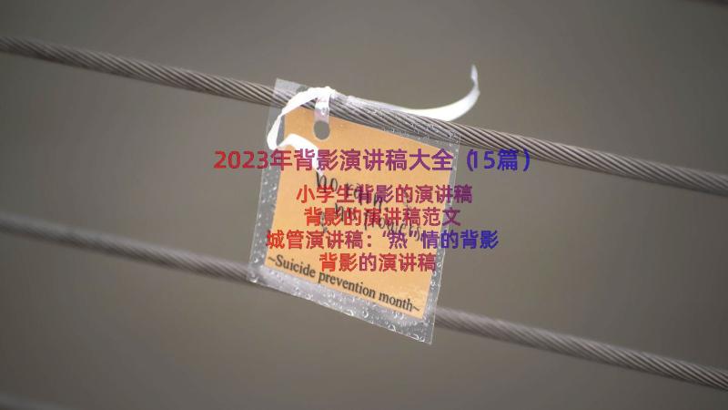 2023年背影演讲稿大全（15篇）