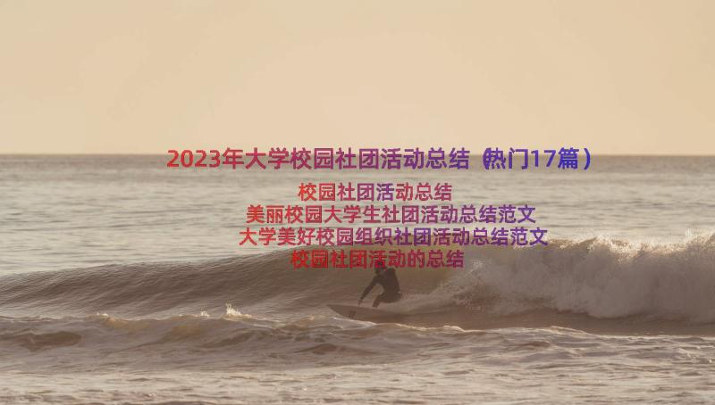 2023年大学校园社团活动总结（热门17篇）