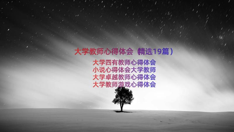 大学教师心得体会（精选19篇）