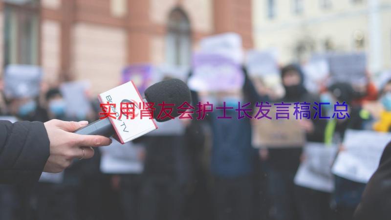 实用肾友会护士长发言稿（汇总18篇）