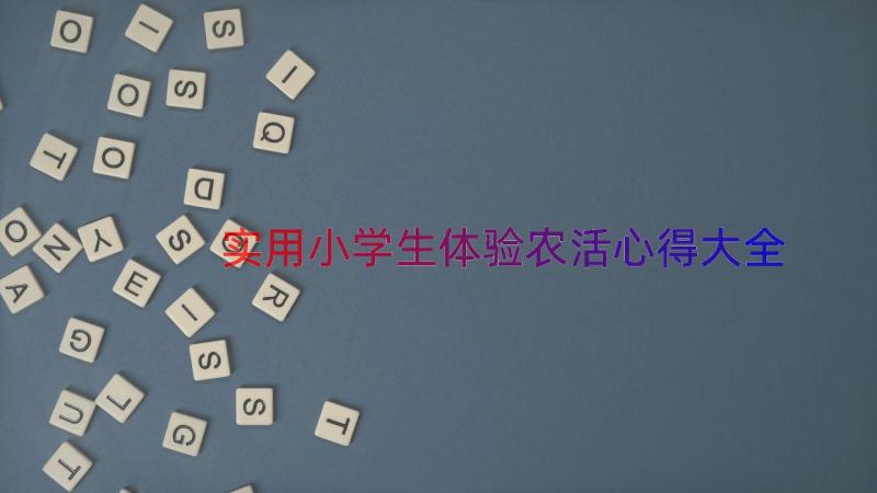 实用小学生体验农活心得大全（15篇）