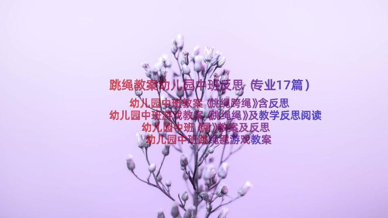 跳绳教案幼儿园中班反思（专业17篇）