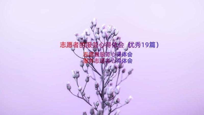 志愿者的服务心得体会（优秀19篇）