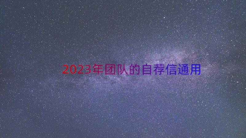 2023年团队的自荐信（通用14篇）