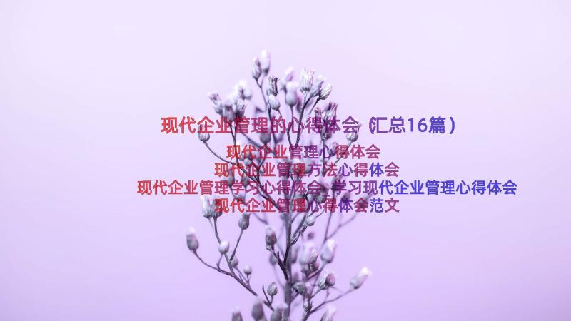 现代企业管理的心得体会（汇总16篇）