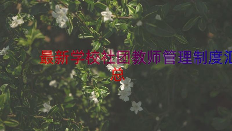 最新学校社团教师管理制度（汇总14篇）