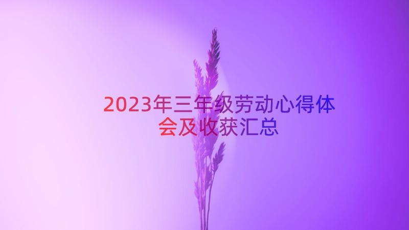 2023年三年级劳动心得体会及收获（汇总12篇）