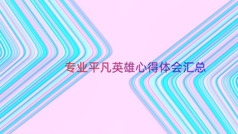 专业平凡英雄心得体会（汇总15篇）