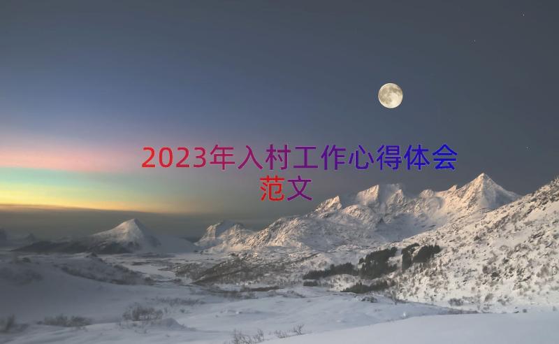 2023年入村工作心得体会范文（16篇）