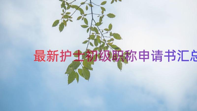 最新护士初级职称申请书（汇总14篇）